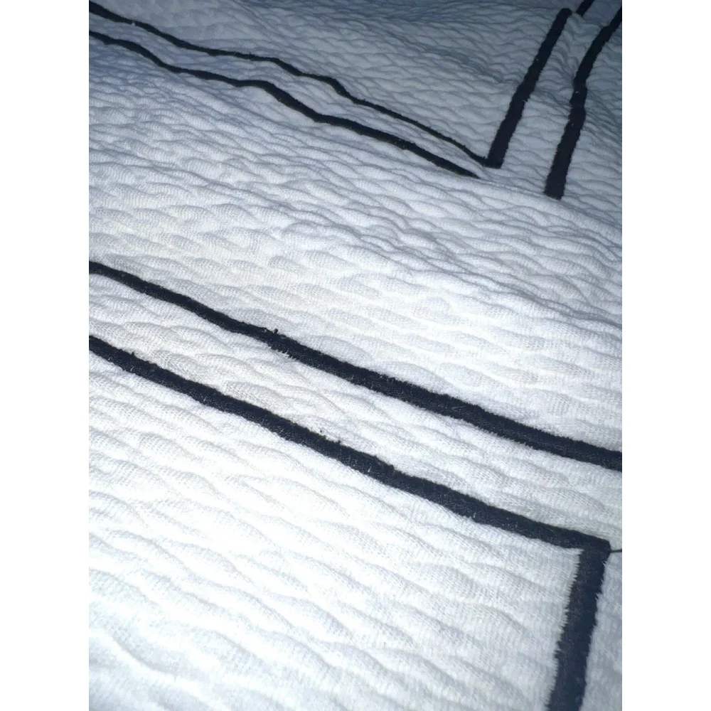 Columbine Cody White Navy Waffle Knit Pillow Shams Set of 3 traditional
